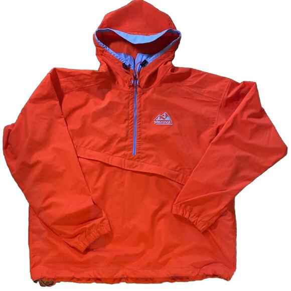 Marmot ‘96 Active Anorak Hooded Jacket Size XL Red Sustainable Water Resistant - Picture 1 of 10